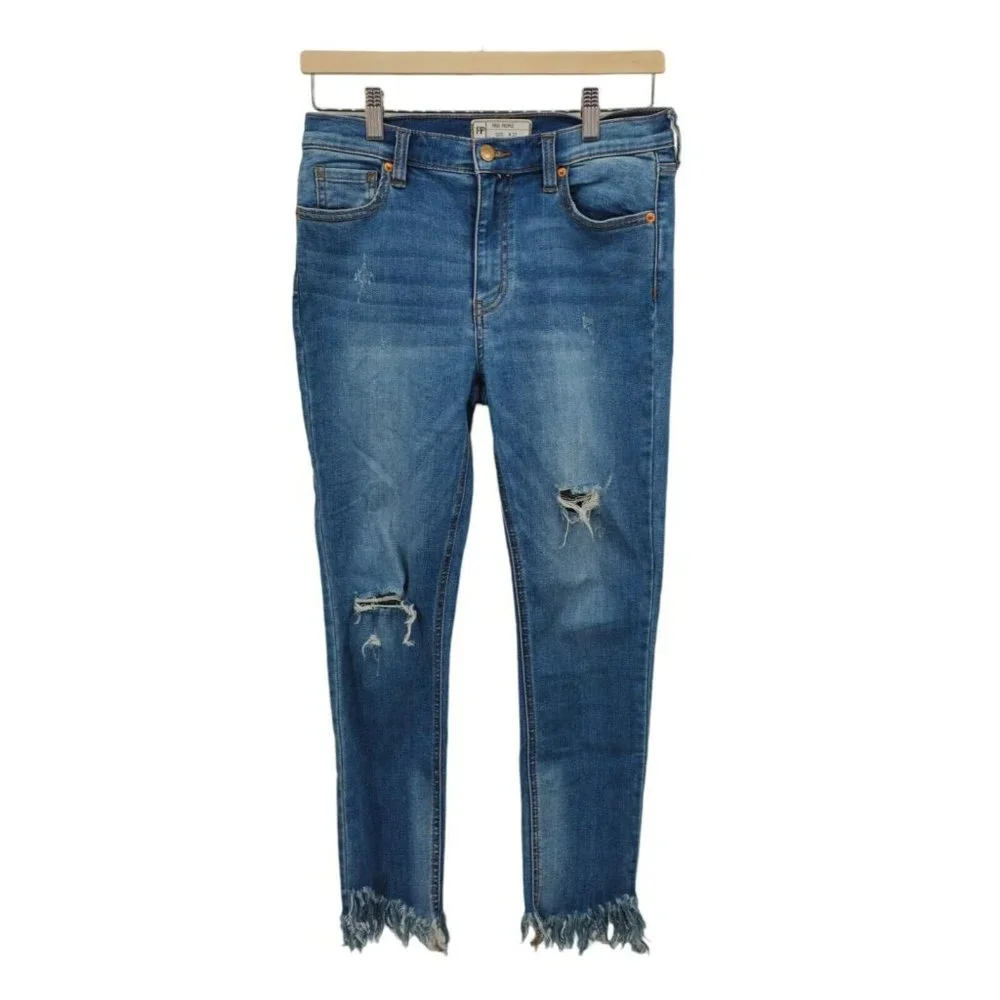 Free People Jeans Womens Size‎ 27 Distressed Great Heights Frayed Skinny Stretch